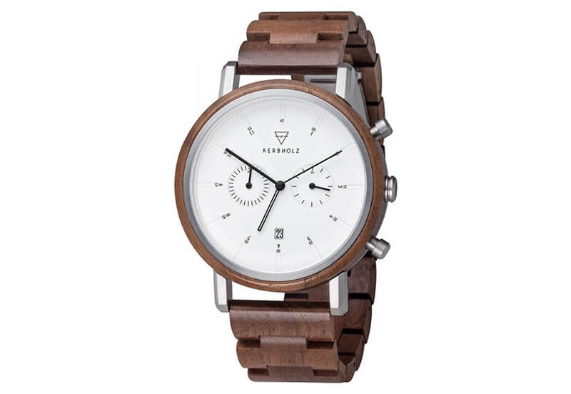 Kerbholz Uhrenarmband Johann Walnut Silver