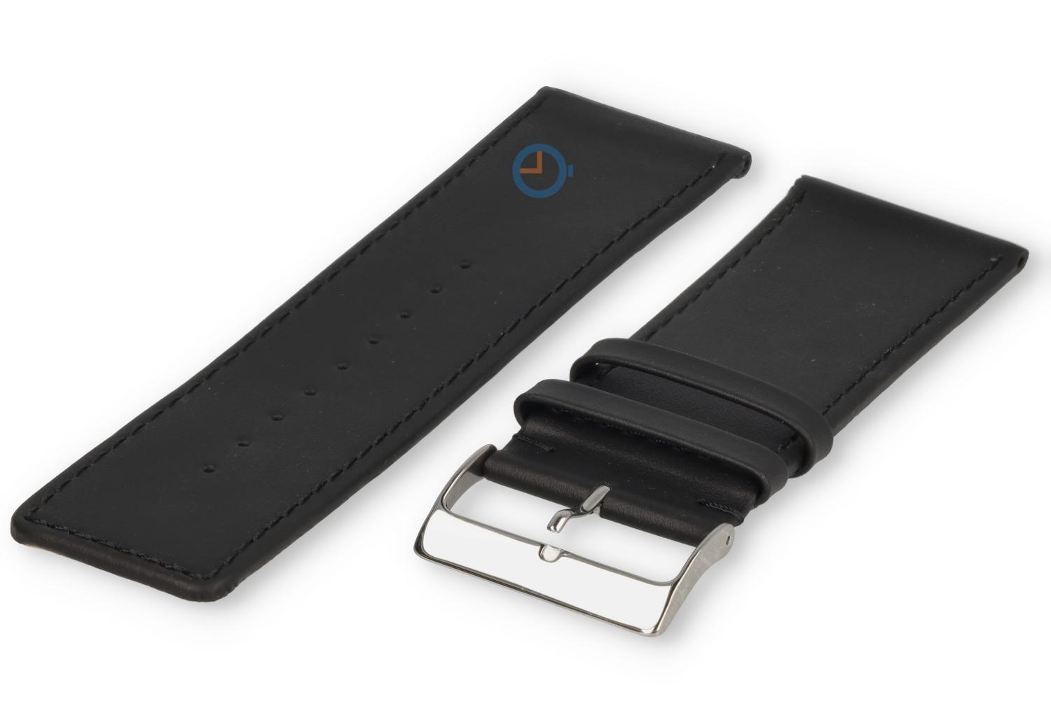 Uhrenarmband Glattleder - 34mm - schwarz