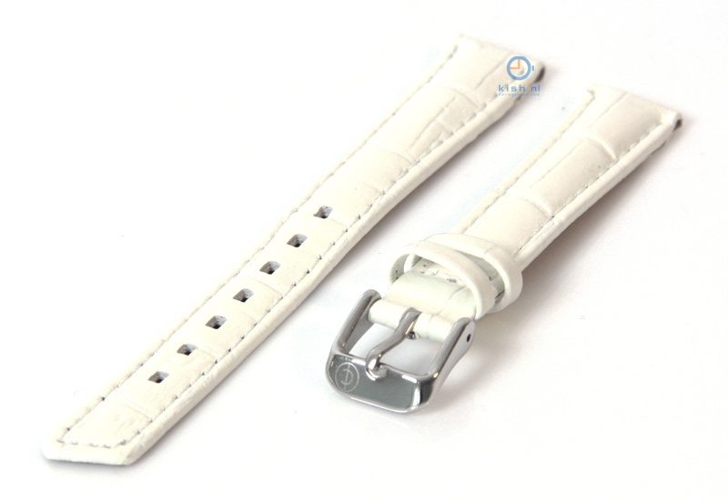 Uhrenarmband 14mm weiß Leder mit Kroko - Druck