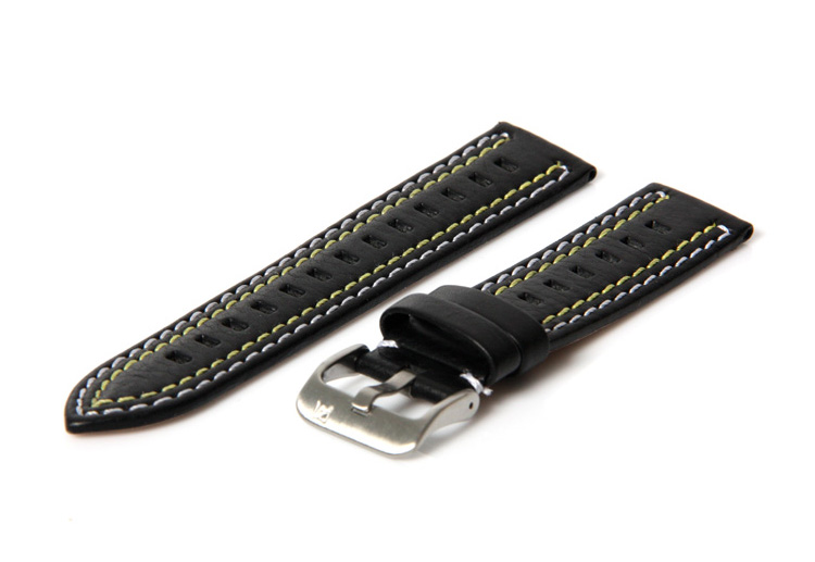 Uhrenarmband 20mm Schwarz Leder (sport)