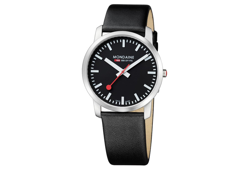 Mondaine 22mm Uhrenarmband Schwarz glänzend