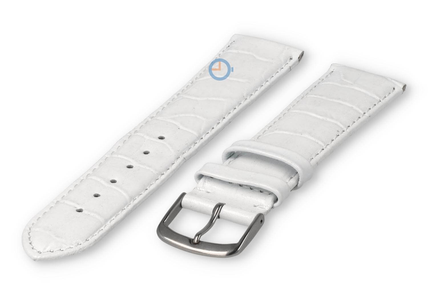 Extra langes Uhrenarmband Kroko - 20mm - weiß
