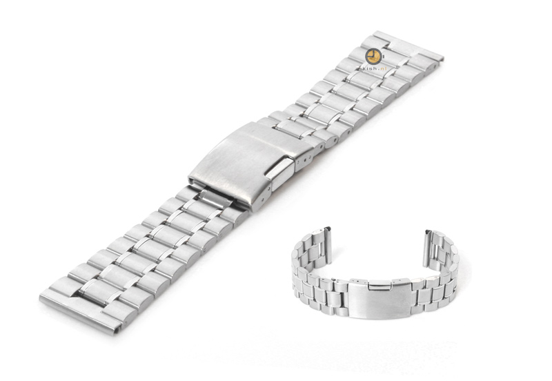 Uhrenarmband 23mm Silber Stahl poliert (teilweise)
