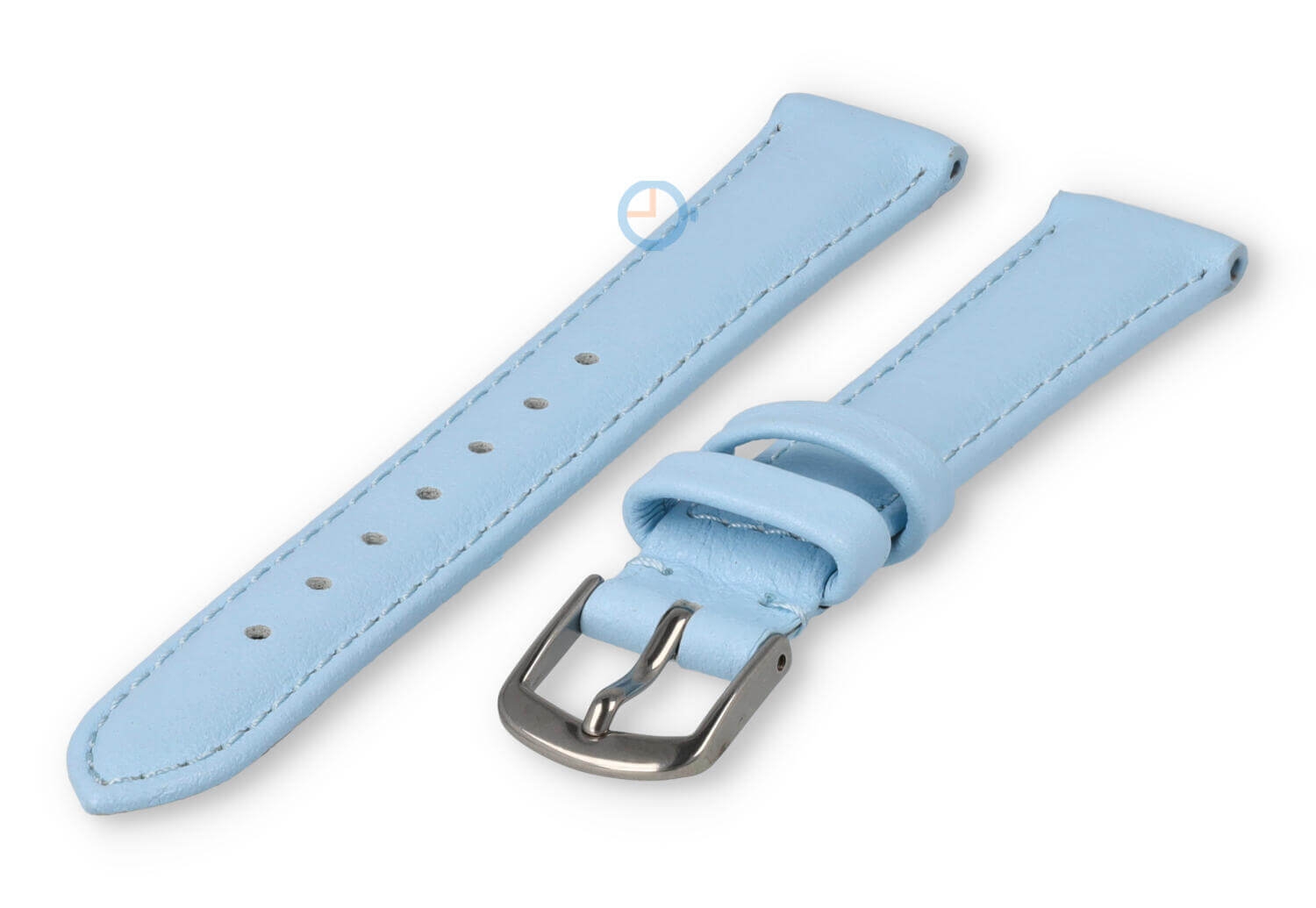 14mm Uhrenarmband glatt Leder - eisblau