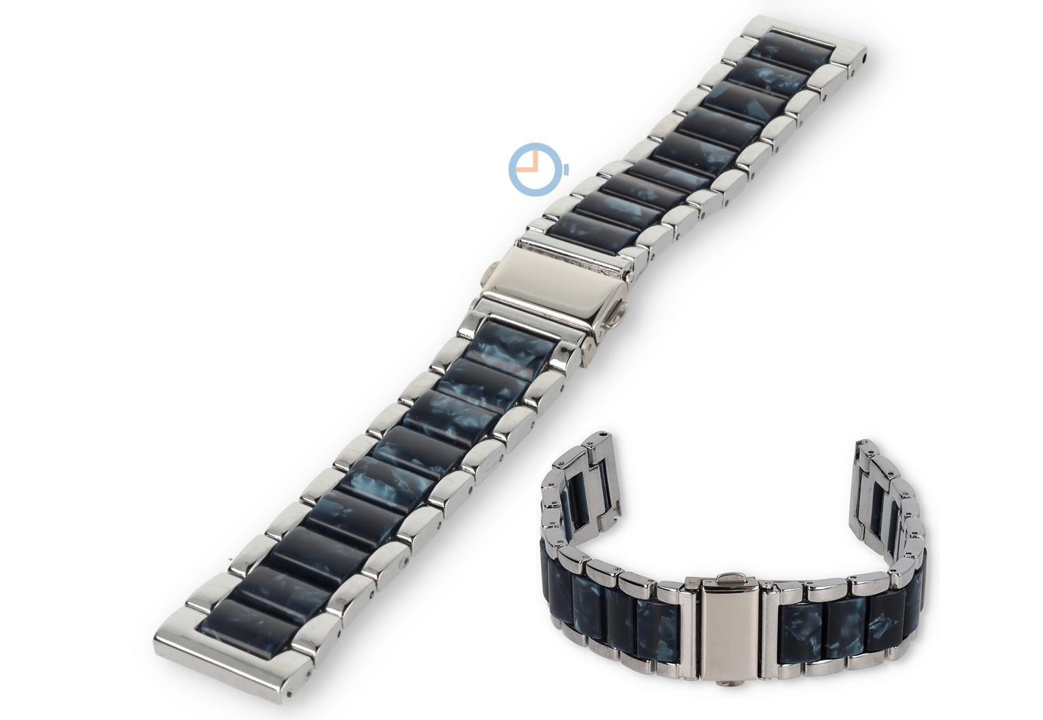 20mm Marmor Band Stahl mit Kunststoff - silberfarbig/blau