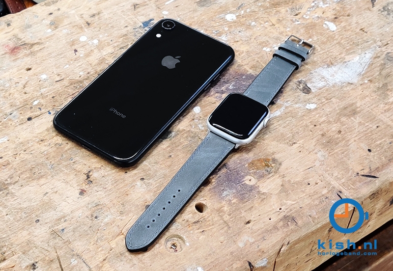 Apple Watch bandje kalfsleer matgrijs - 42/44/45mm
