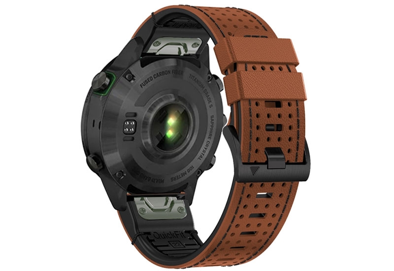 Premium 26mm Armband - leer/Silikon - cognac/schwarz