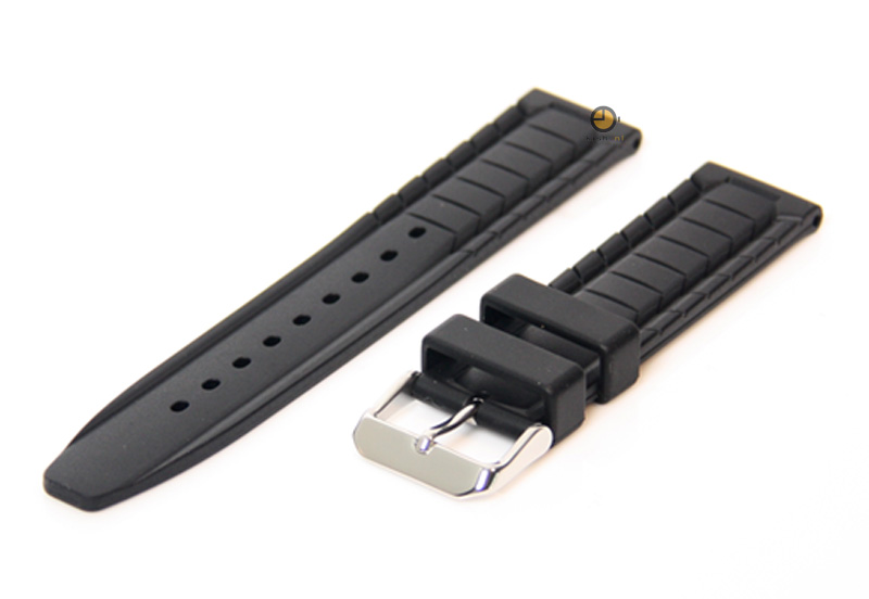 Uhrenarmband 20mm Schwarz Kautschuk