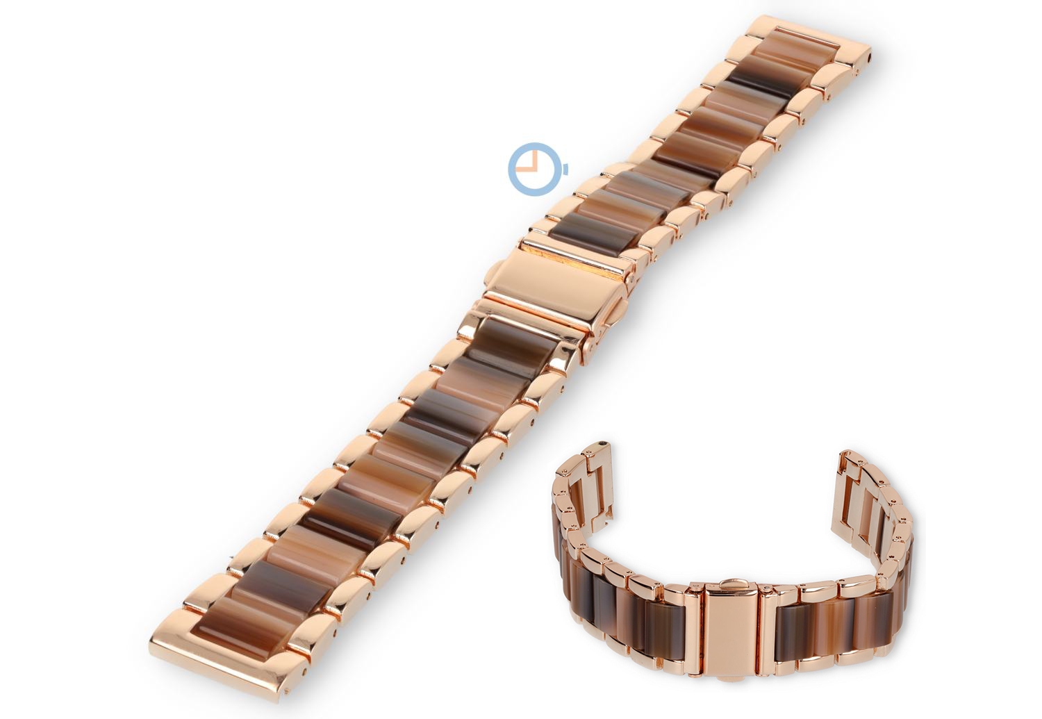 20mm Marmor Band Stahl mit Kunststoff - roségold/braun