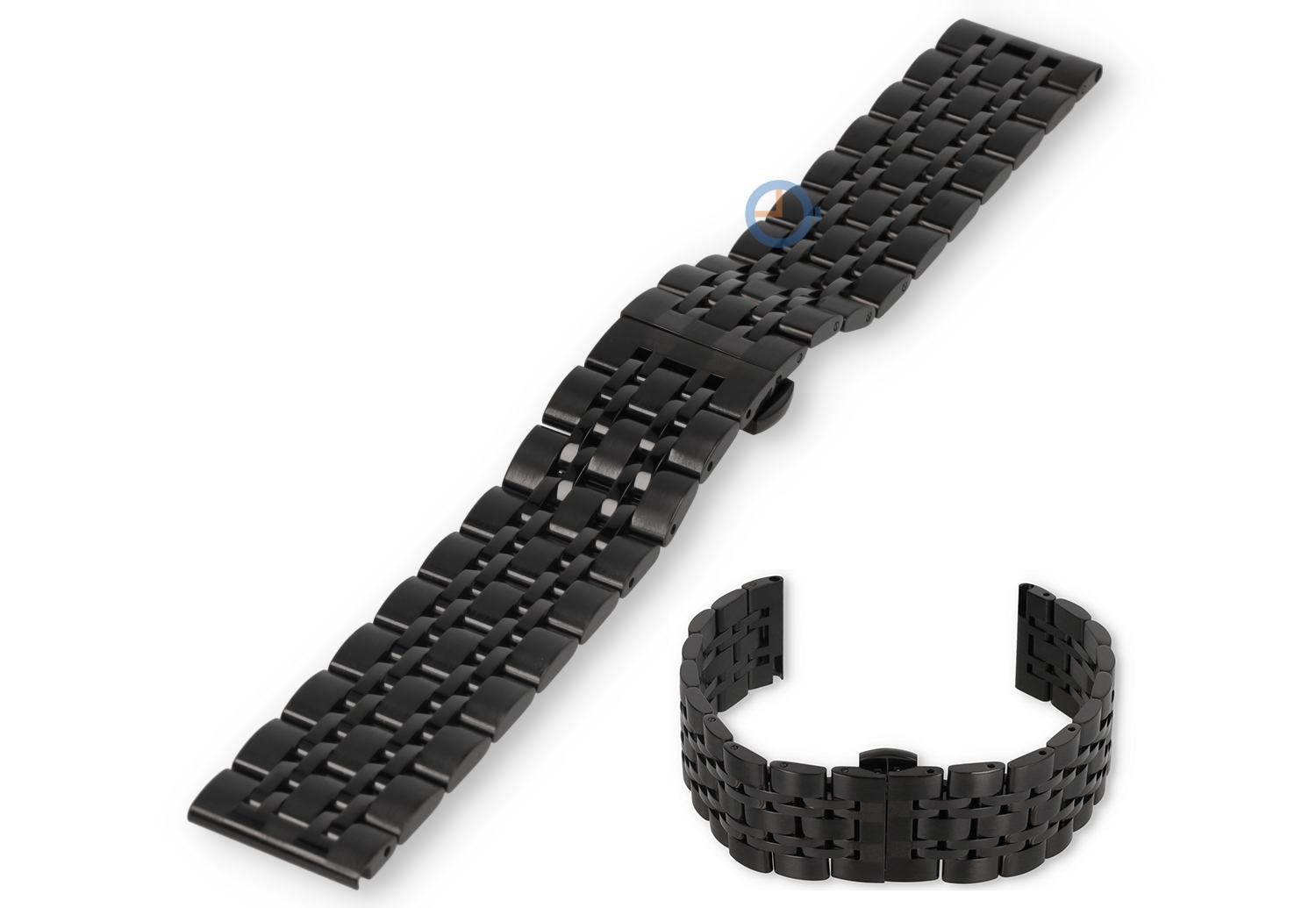 Stahl Uhrenarmband 20mm - black straight