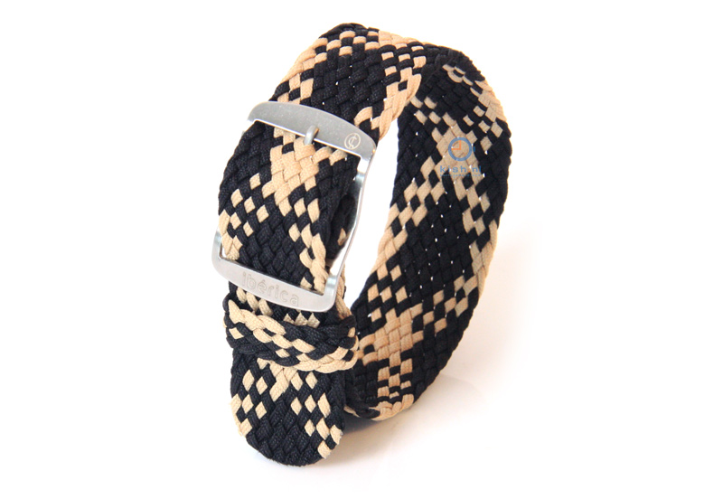 Perlon Uhrenarmband 20mm blau - beige