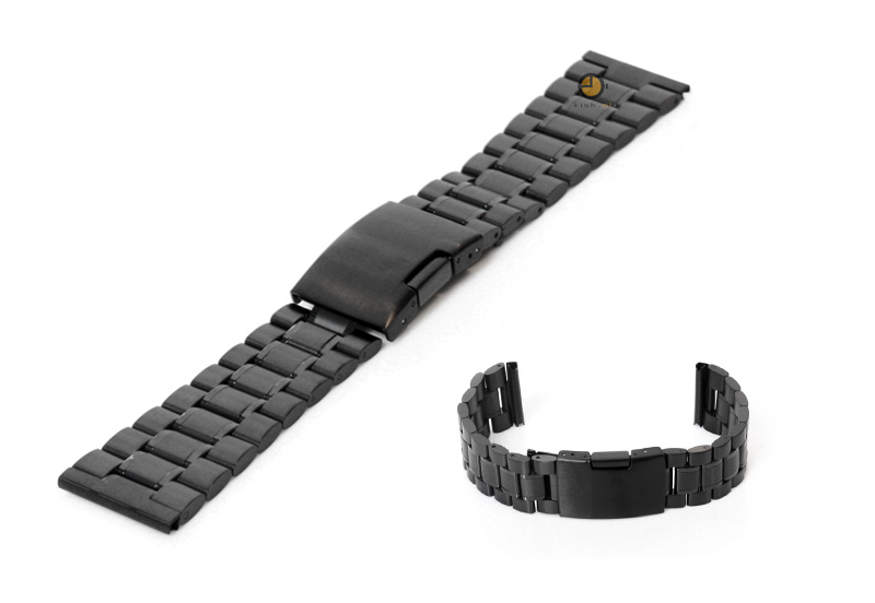 Uhrenarmband 23mm Schwarz Stahl poliert (teilweise)