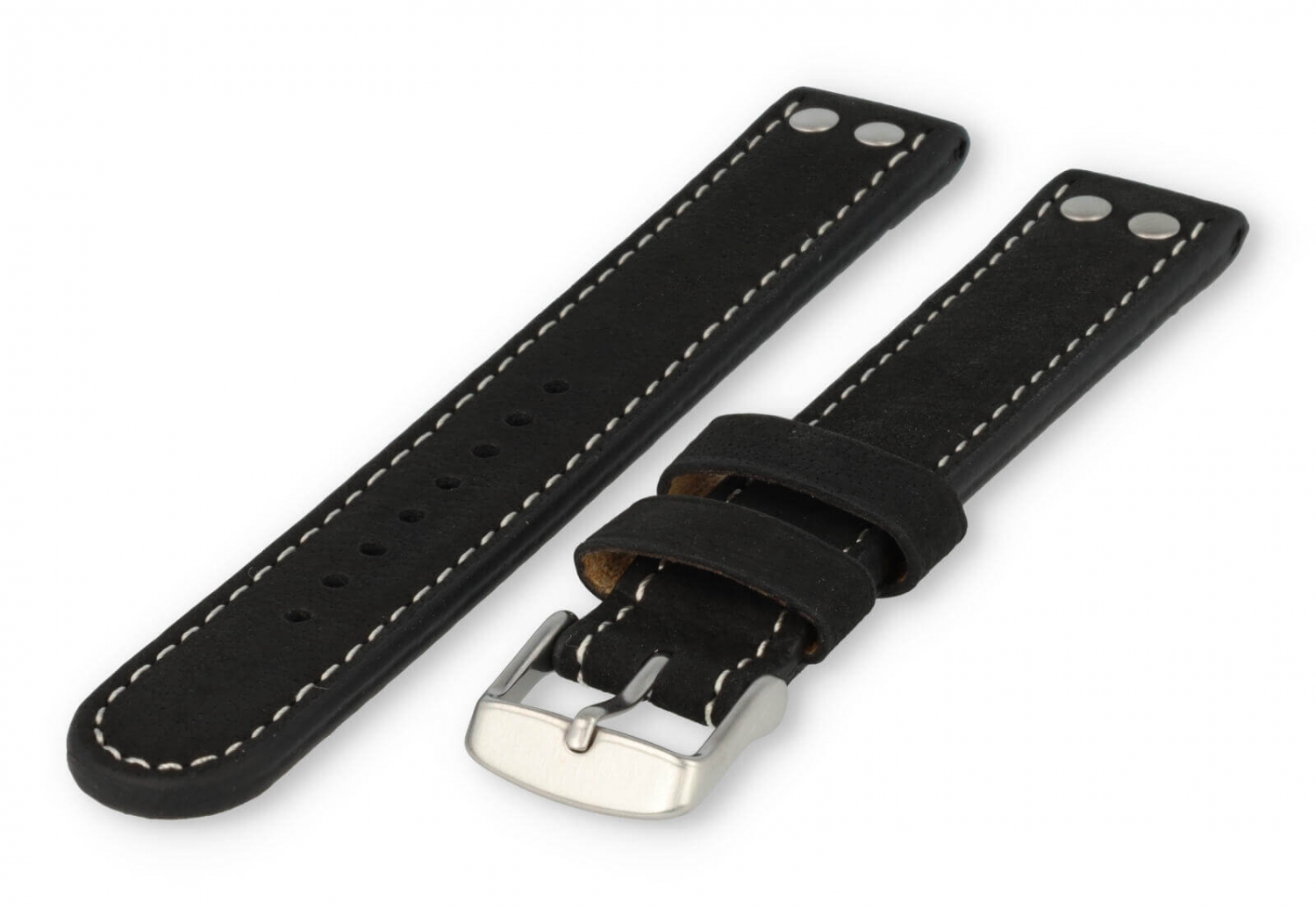 OOZOO XL Uhrenarmband 22mm schwarzes Leder