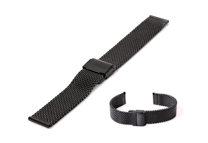 Milanese Armband - 18mm schwarz (grof)