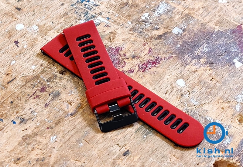 20mm siliconen horlogeband - rood/zwart