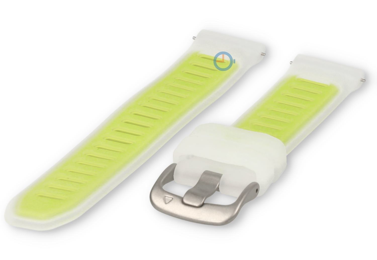 18mm Uhrenarmband Silikon - transparent/knallgrün