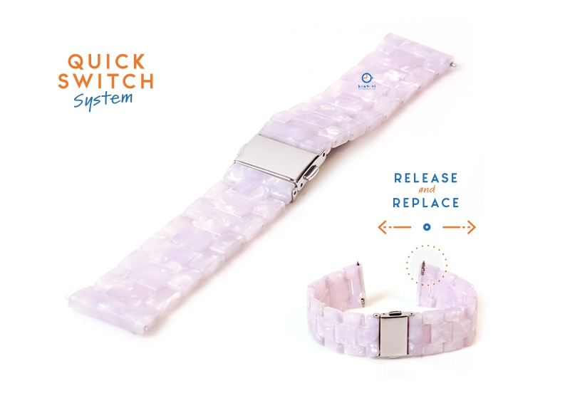 20mm resin Uhrenarmband - Perle pink