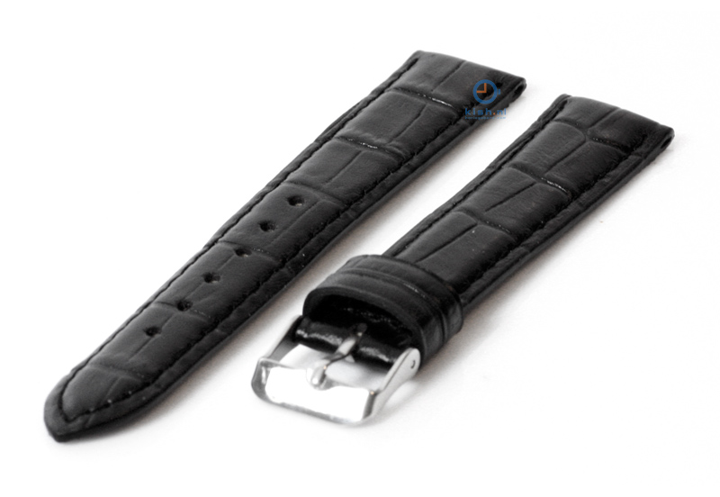 Uhrenarmband 18mm schwarz Leder mit Kroko - Druck