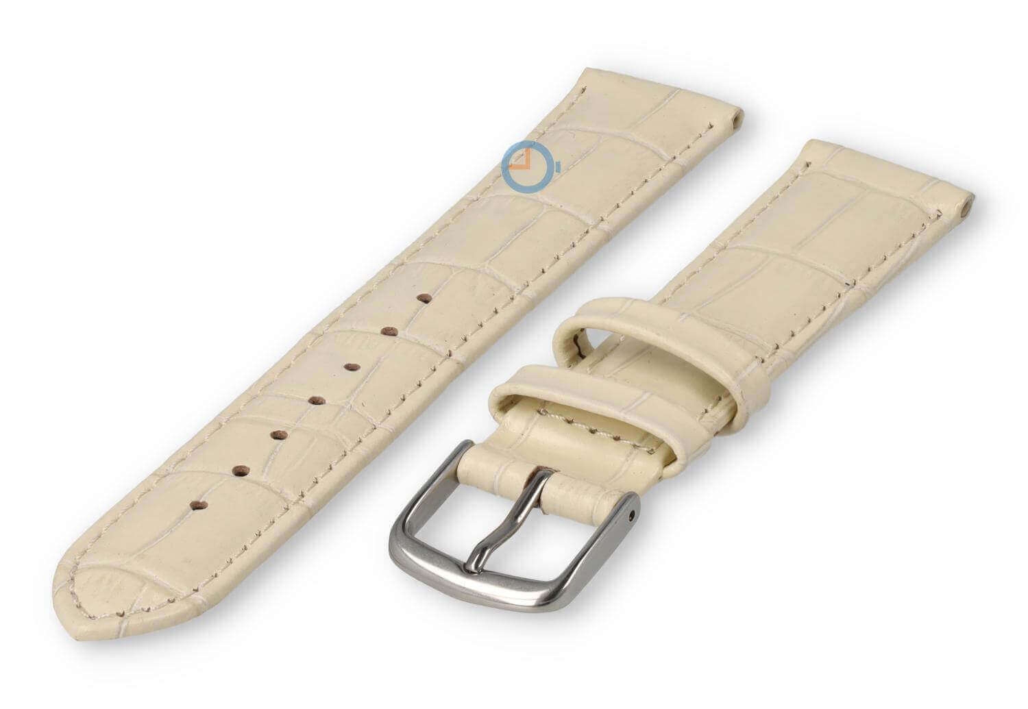 Lederband mit Krokoprint - 18mm - creme