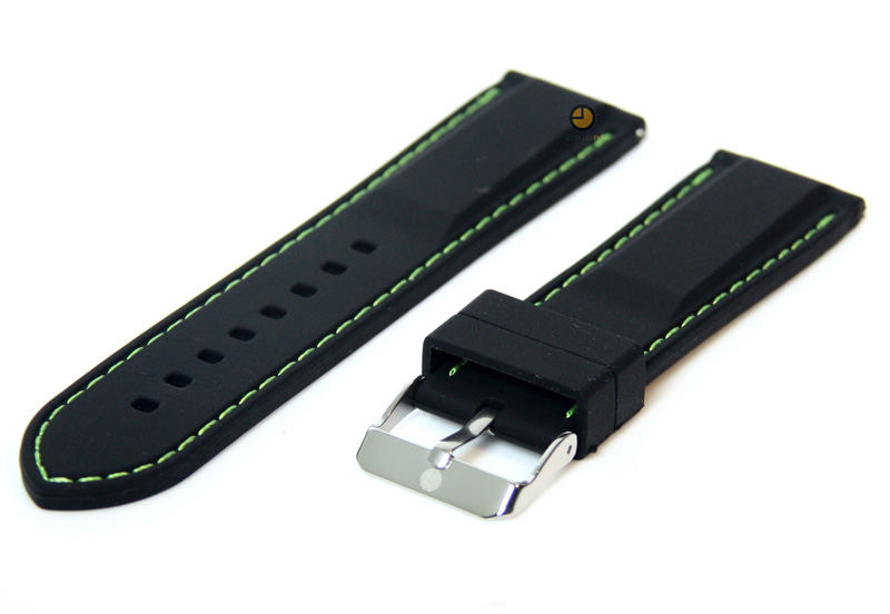 Uhrenarmband 20mm Schwarz - Grün Silikon mit Quick - Release