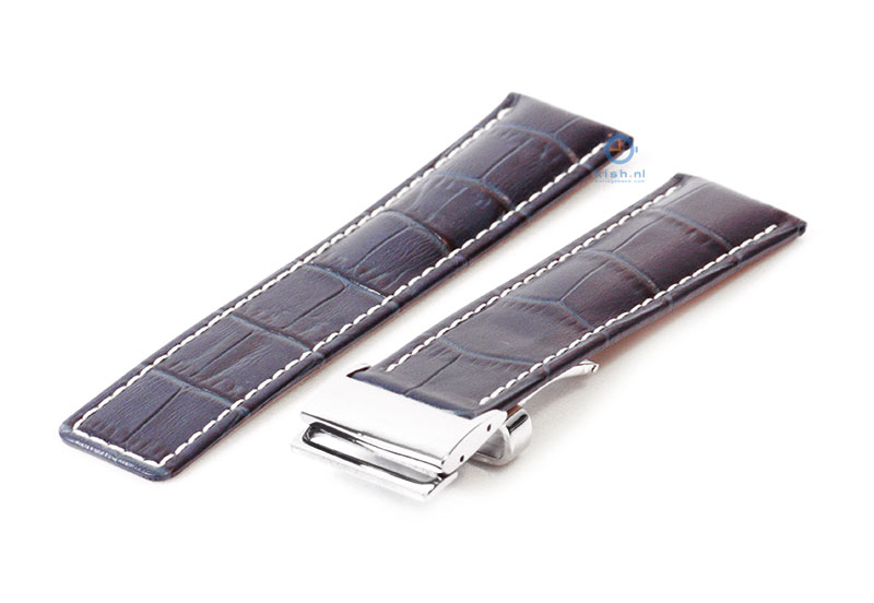 Breitling Uhrenarmband 24mm Leder blau croco