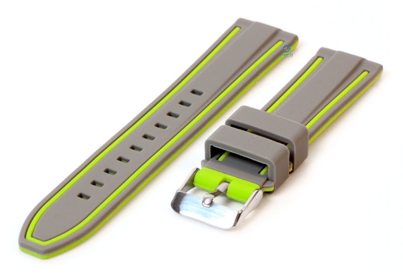 Silikon Uhrenarmbänder 24mm grau/grün (umdrehbar)