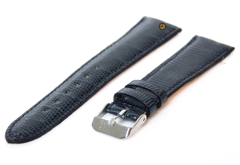 Uhrenarmband 18mm Marineblau echtes Eidechsenleder
