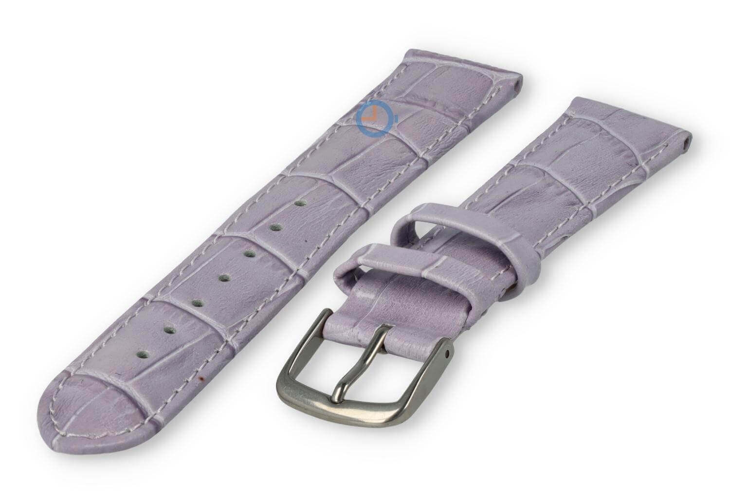 Lederband mit Krokoprint - 18mm - lavendel