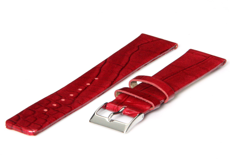 Uhrenarmband 18mm Rot Leder glänzend