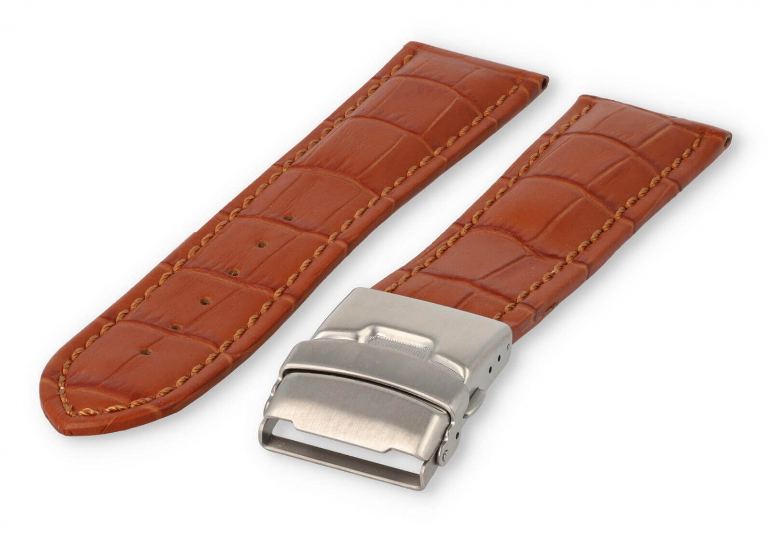 Uhrenarmband mit Faltschließe 26mm hellbraunes Leder