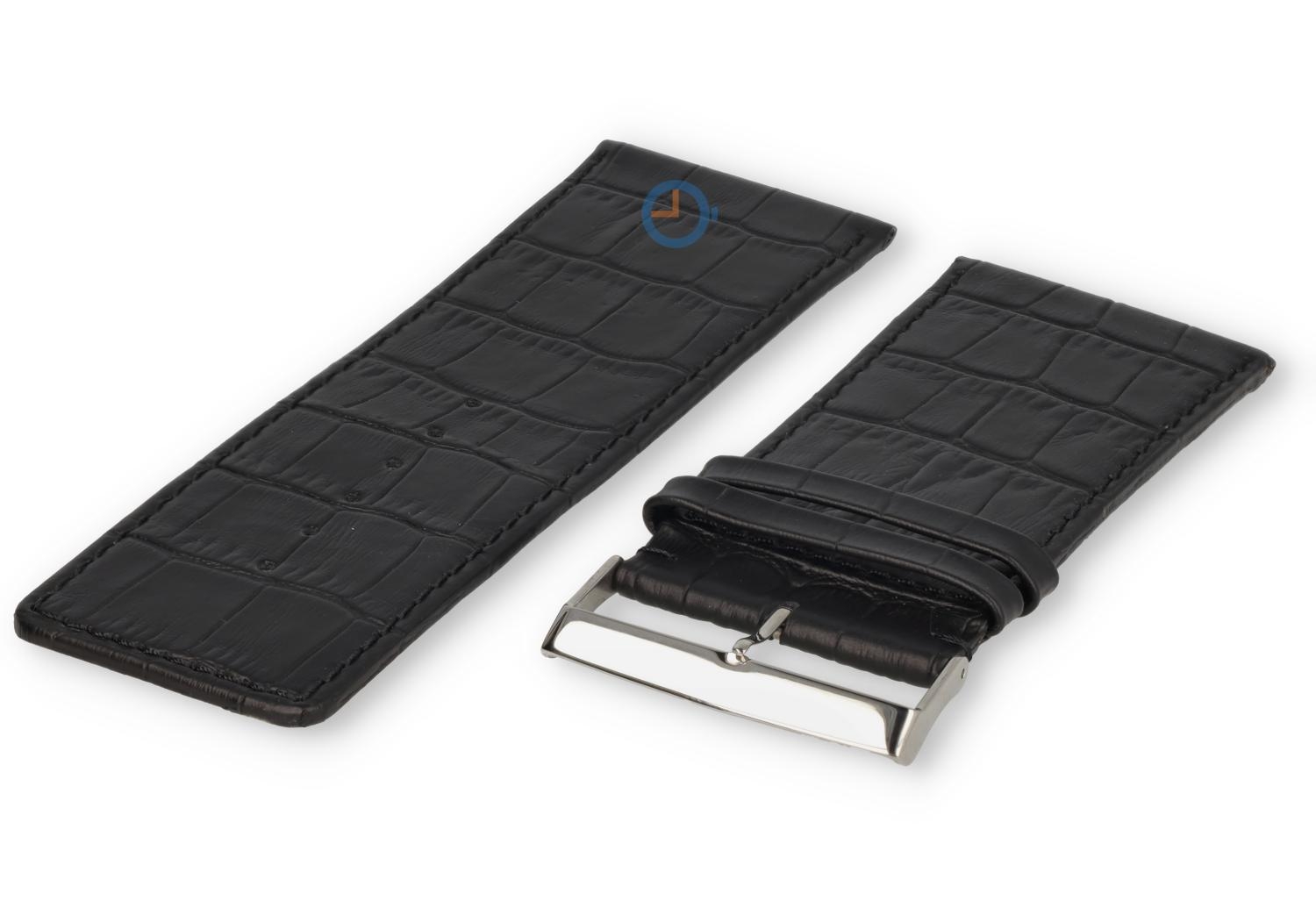 Luxus Kroko Uhrarmband - 40mm - schwarz