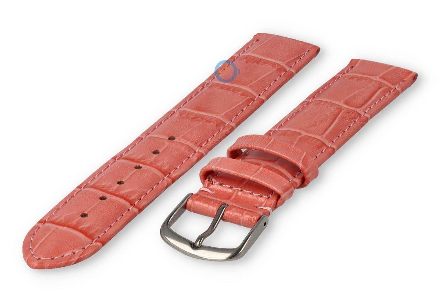 XL Uhrenarmband Leder mit Krokoprint - 16mm - Lachsrosa
