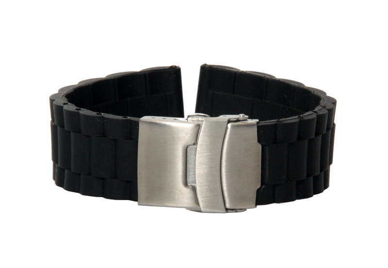 Uhrenarmband 22mm Schwarz Kautschuk
