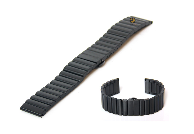 Uhrenarmband 24mm Schwarz Stahl matt