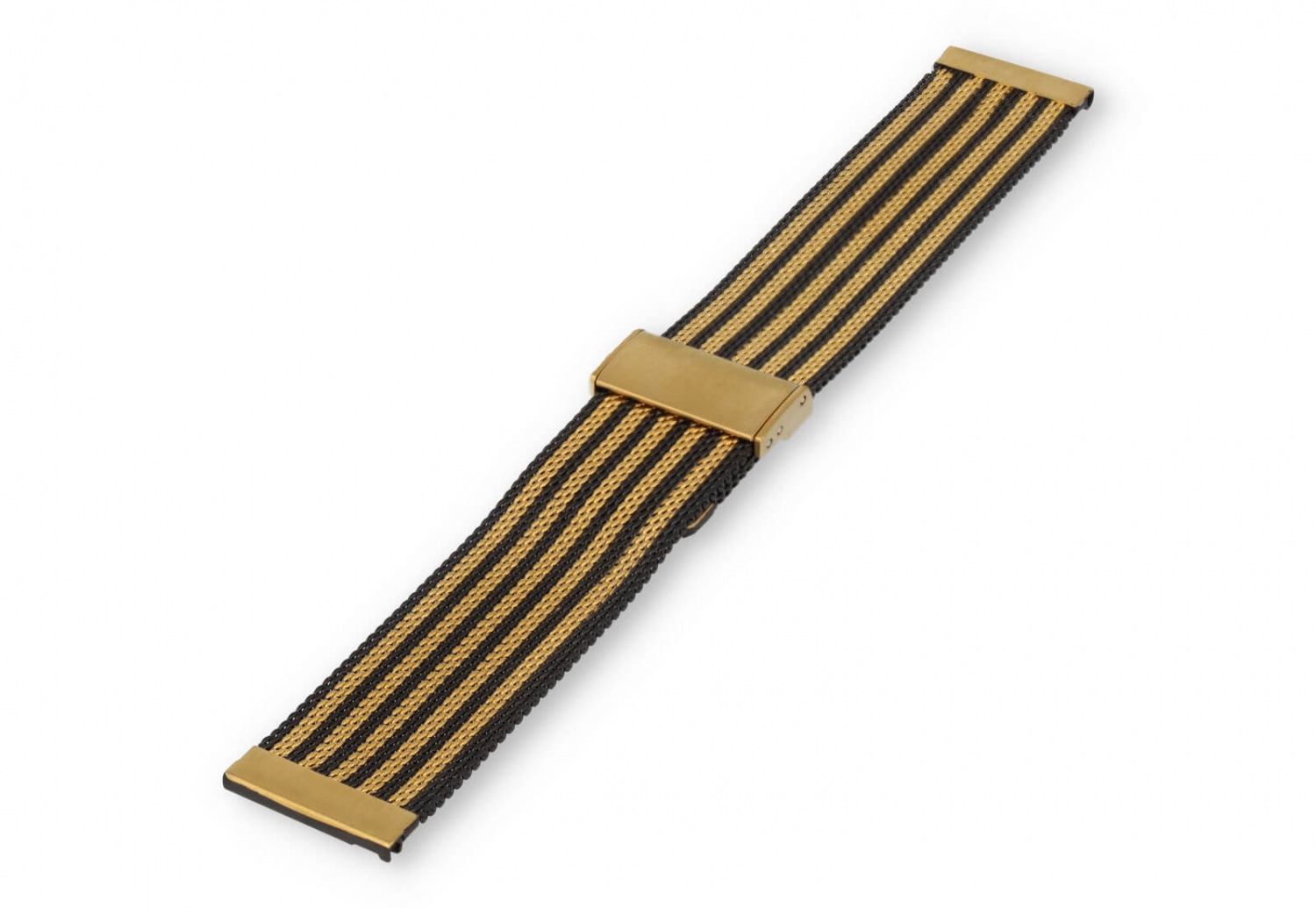 Horlogeband 22mm milanees zwart/goud - Quick Switch (FIJN)
