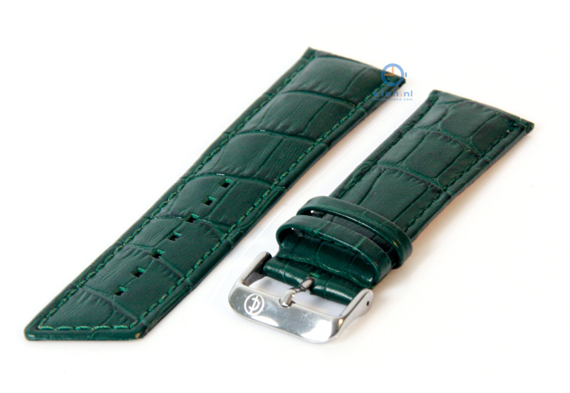Uhrenarmband 24mm dunkelgrün Leder mit Krokostruktur