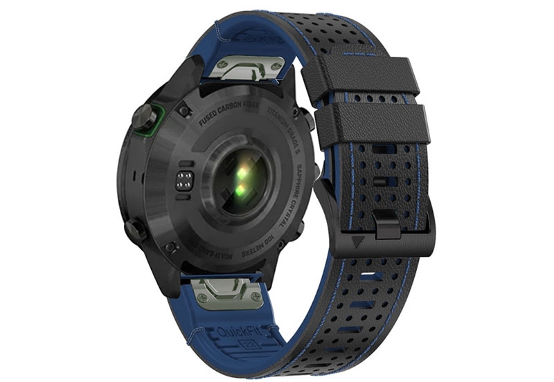 Premium 26mm Armband - leer/Silikon - schwarz/blau