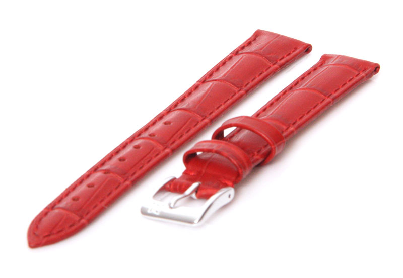 Uhrenarmband 20mm leuchtendes Rot Leder