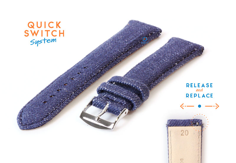 Uhrenarmband 20mm denimblau Leder