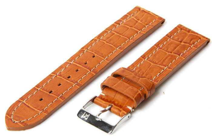 Uhrenarmband 24mm Braun Leder mit Kroko-Druck