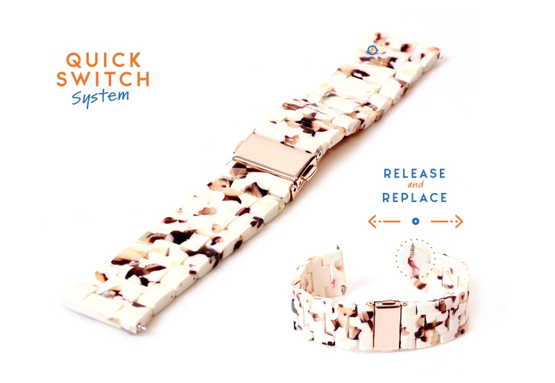 20mm resin Uhrenarmband - turtle weiß/braun