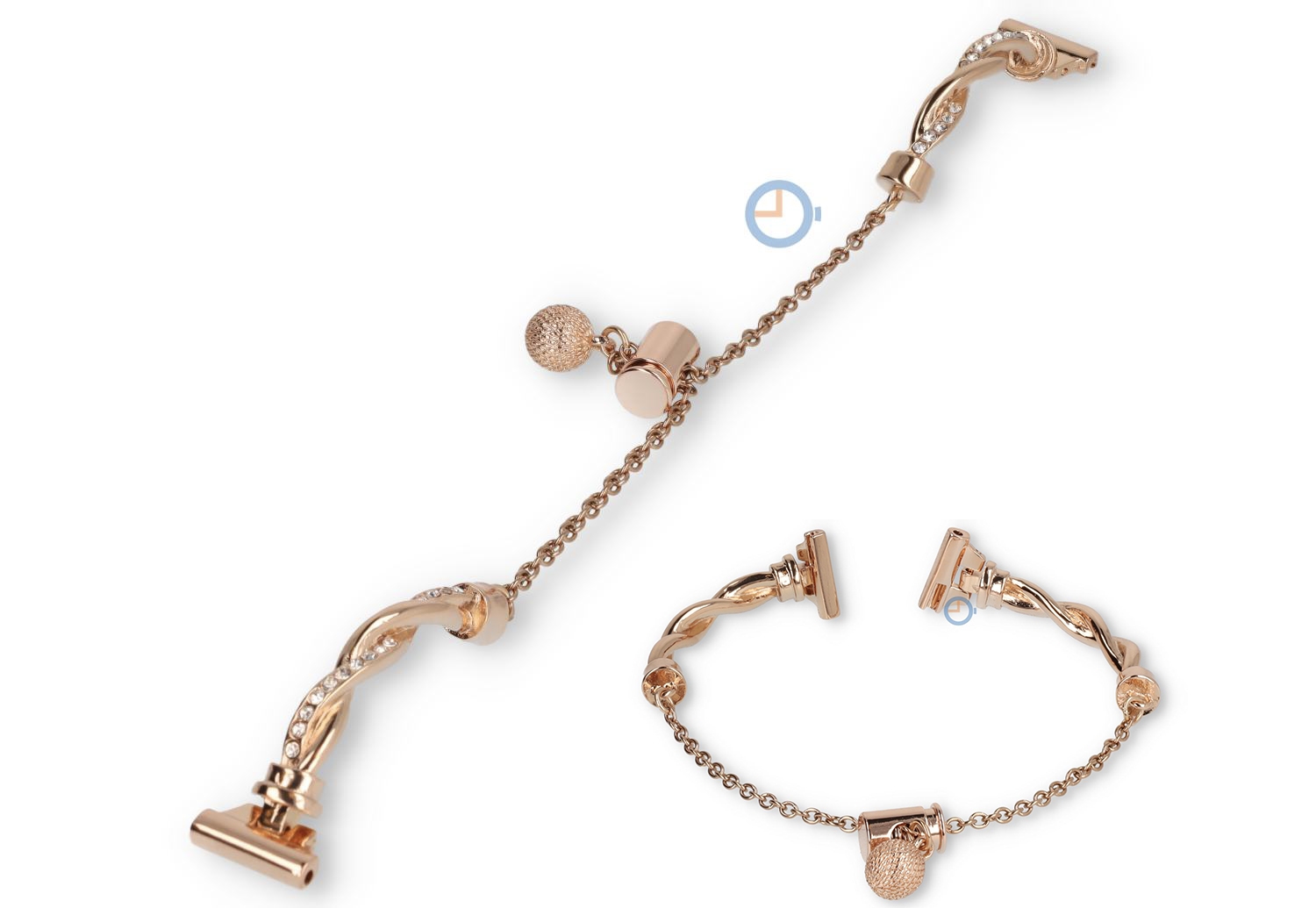 14mm Schmuck Uhrenarmband - rosegoldfarbig mit Diamanten