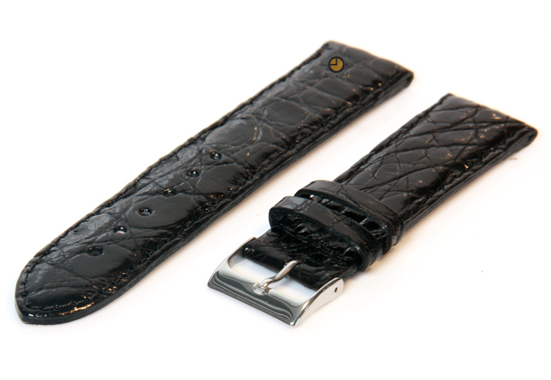 20mm Uhrenarmband Schwarz echtes Krokodilleder