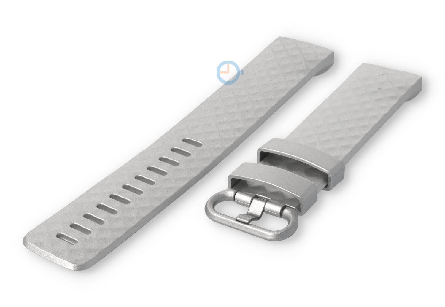 Fitbit Charge 3/4 Uhrenarmband Kautschuk - Metallic Silber (Größe: L)