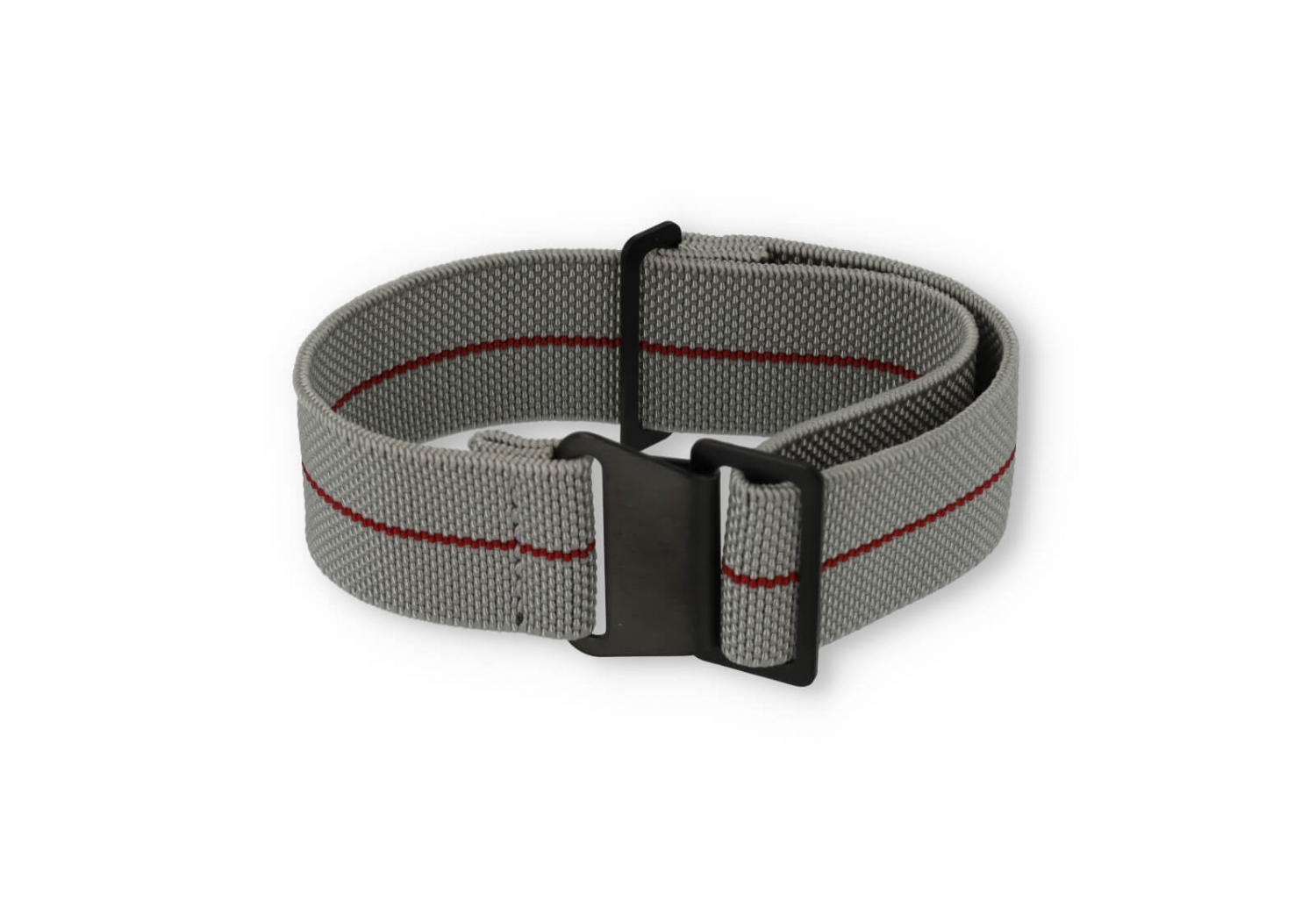 Elastische horlogeband 22mm nylon grijs - rood