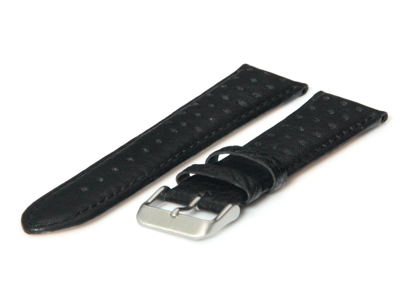 Uhrenarmband 24mm Schwarz atmendes Leder
