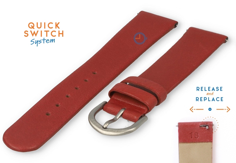 Uhrenarmband 18mm rot Leder ohne Naht