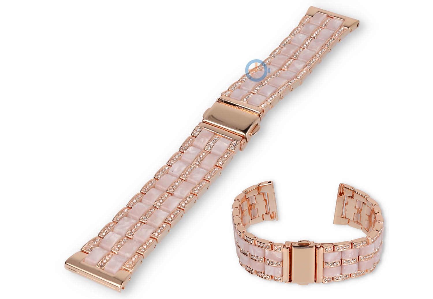 22mm modernes Uhrenarmband Stahl/Resin - roségold/rosa