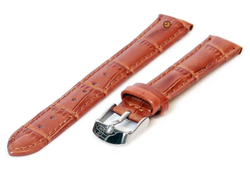 Uhrenarmband 14mm Hellbraun Leder mit Kroko - Druck