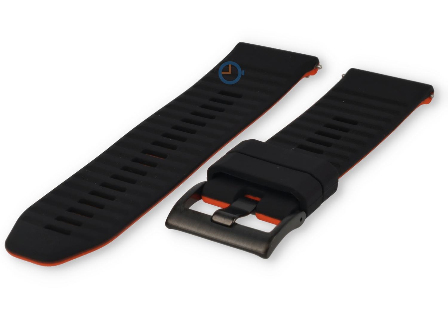 24mm Silikon Uhrenarmband - schwarz knallorange - Schnellwechsel